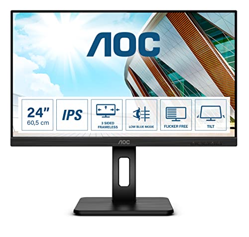 AOC 24P2Q - 24 Zoll FHD Monitor, höhenverstellbar (1920x1080, 75 Hz, VGA, DVI, HDMI, DisplayPort, USB Hub) schwarz von AOC