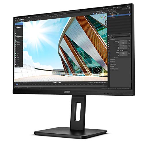 AOC 24P2Q - 24 Zoll FHD Monitor, höhenverstellbar (1920x1080, 75 Hz, VGA, DVI, HDMI, DisplayPort, USB Hub) schwarz von AOC