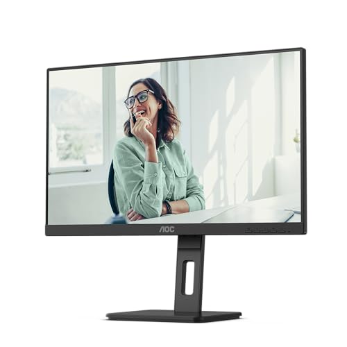 AOC 24P3CV - 24 Zoll Full HD Monitor, höhenverstellbar, Lautsprecher (1920x1080, 75 Hz, HDMI, DisplayPort (in/out), USB-C (65W PD), RJ45, USB Hub) schwarz von AOC