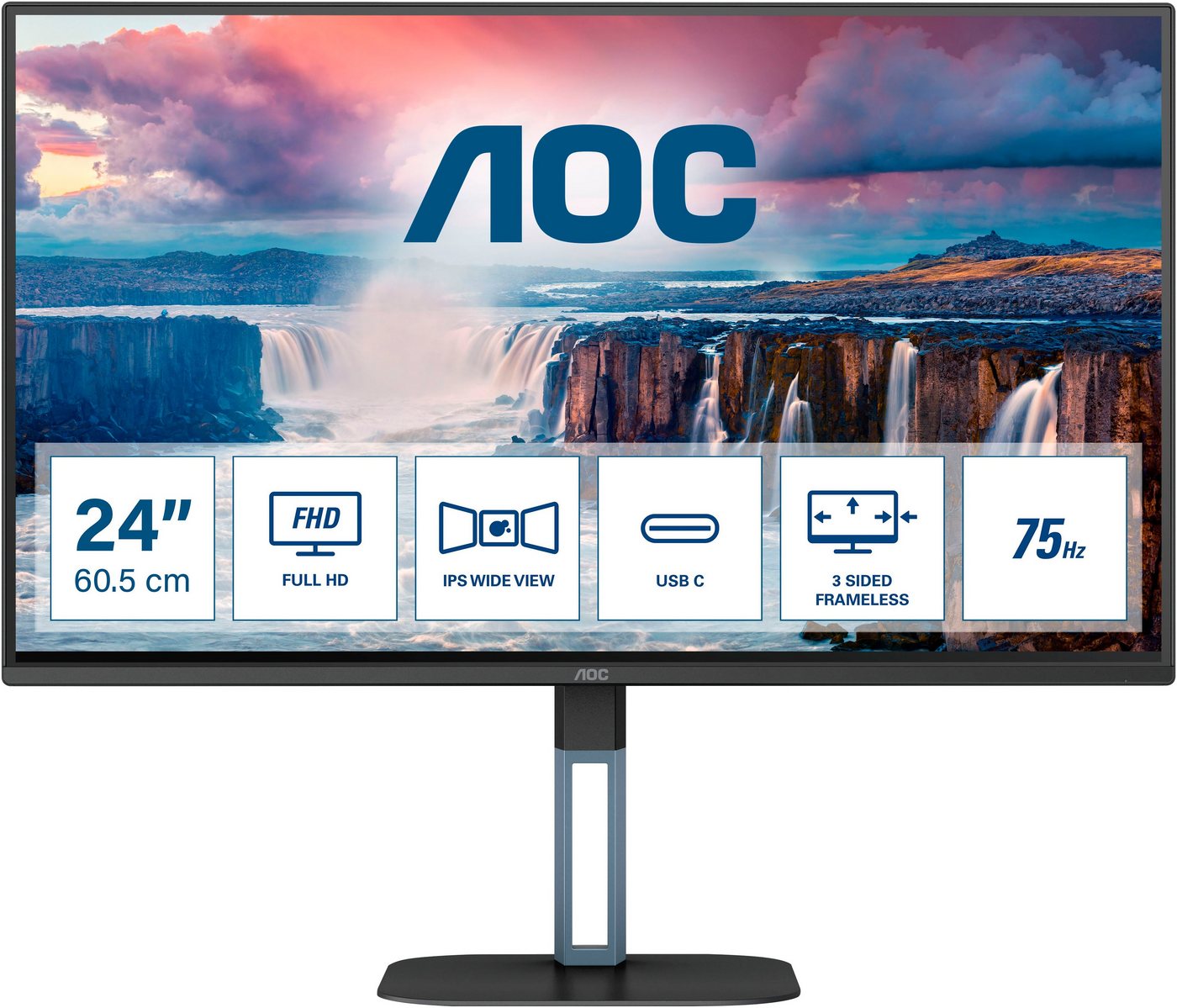 AOC 24V5CE/BK LED-Monitor (61 cm/24 , 1920 x 1080 px, Full HD, 4 ms Reaktionszeit, 75 Hz, IPS)" von AOC