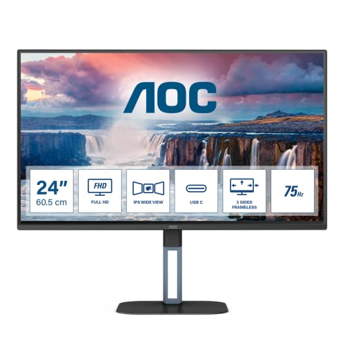 AOC 24V5CE - 24 Zoll FHD Monitor, Lautsprecher (1920x1080, 75 Hz, HDMI, USB-C, USB Hub) schwarz von AOC