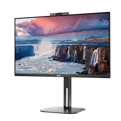 AOC 24V5CW - 24 Zoll FHD Monitor, Webcam, Lautsprecher, höhenverstellbar (1920x1080, 75 Hz, HDMI, DisplayPort, USB-C, USB Hub) schwarz von AOC