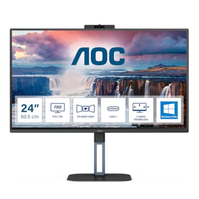 AOC 24V5CW 60,5cm (23,8“) FHD IPS Gaming Monitor HDMI/DP/USB-C PD65W 75Hz Webcam von AOC