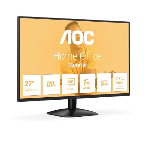 AOC 27B31H - 27 Zoll Full HD Monitor, 120 Hz, Adaptive Bildsynchronisation (1920x1080, 1x D-Sub, 1x HDMI 1.4) schwarz von AOC