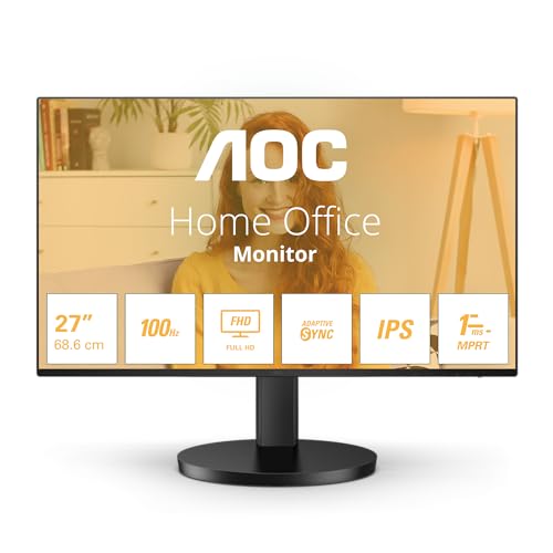 AOC 27B3HA2 - 27 Zoll Full HD Monitor, schlanker Rahmen, eingeb. Lautsprecher (1920x1080, 100 Hz, VGA, HDMI 1.4) schwarz von AOC