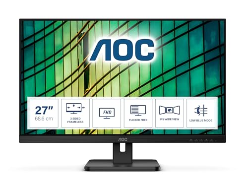 AOC 27E2QAE - 27 Zoll FHD Monitor, Adaptive Sync (1920x1080, 75 Hz, VGA, HDMI, DisplayPort) schwarz von AOC