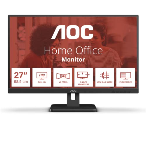 AOC 27E3UM - 27 Zoll Full HD Monitor, AdaptiveSync, Laustprecher (1920x1080, 75 Hz, DisplayPort, HDMI, VGA, USB Hub) schwarz von AOC