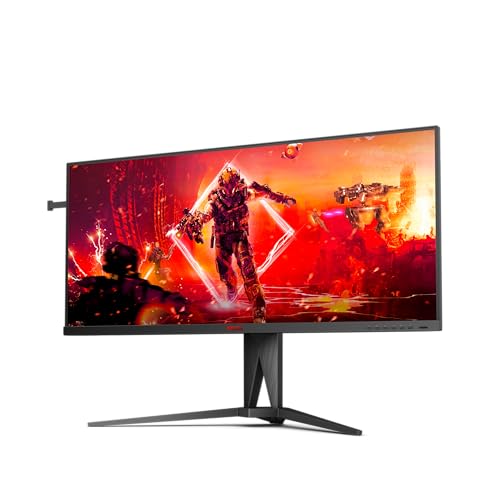 AOC AGON AG405UXC - 40 Zoll WQHD Gaming Monitor, 144 Hz, 1 ms GtG, HDR400, FreeSync Prem., G-Sync comp., (3440x1440, HDMI, DisplayPort, USB-C (90W PD), USB Hub) schwarz/rot von AOC