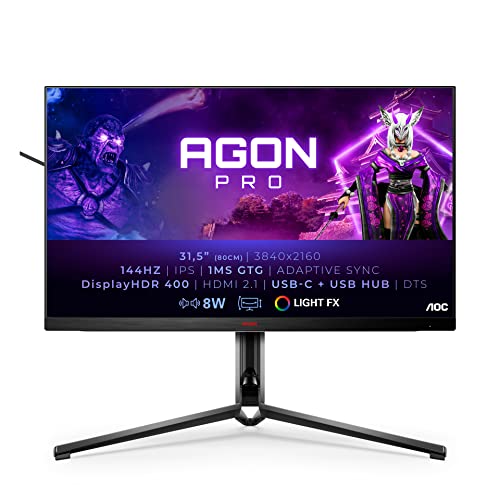 AOC AGON Pro AG324UX - 32 Zoll UHD Gaming Monitor, 144 Hz, 1 ms, HDR400, FreeSync Premium (3840x2460, HDMI 2.1, DisplayPort, USB-C, USB Hub) schwarz von AOC