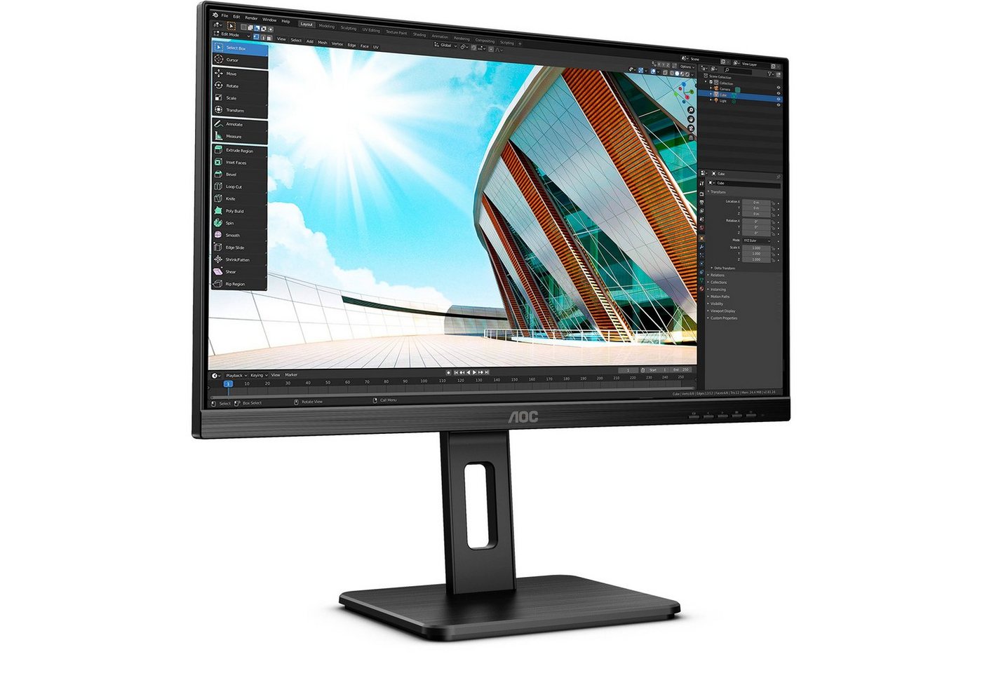 AOC AOC 24P2Q, LED-Monitor, (FullHD, IPS, HDMI, LED-Monitor (1920 x 1080 Pixel px, 4 ms Reaktionszeit) von AOC