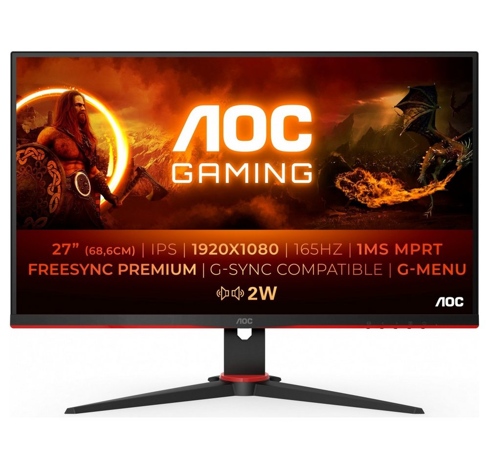AOC AOC 27G2SPAE/BK 27 Zoll Monitor Schwarz/Rot TFT-Monitor (Full HD px, Full HD, 1 ms Reaktionszeit, Hohe Bildwiederholrate) von AOC