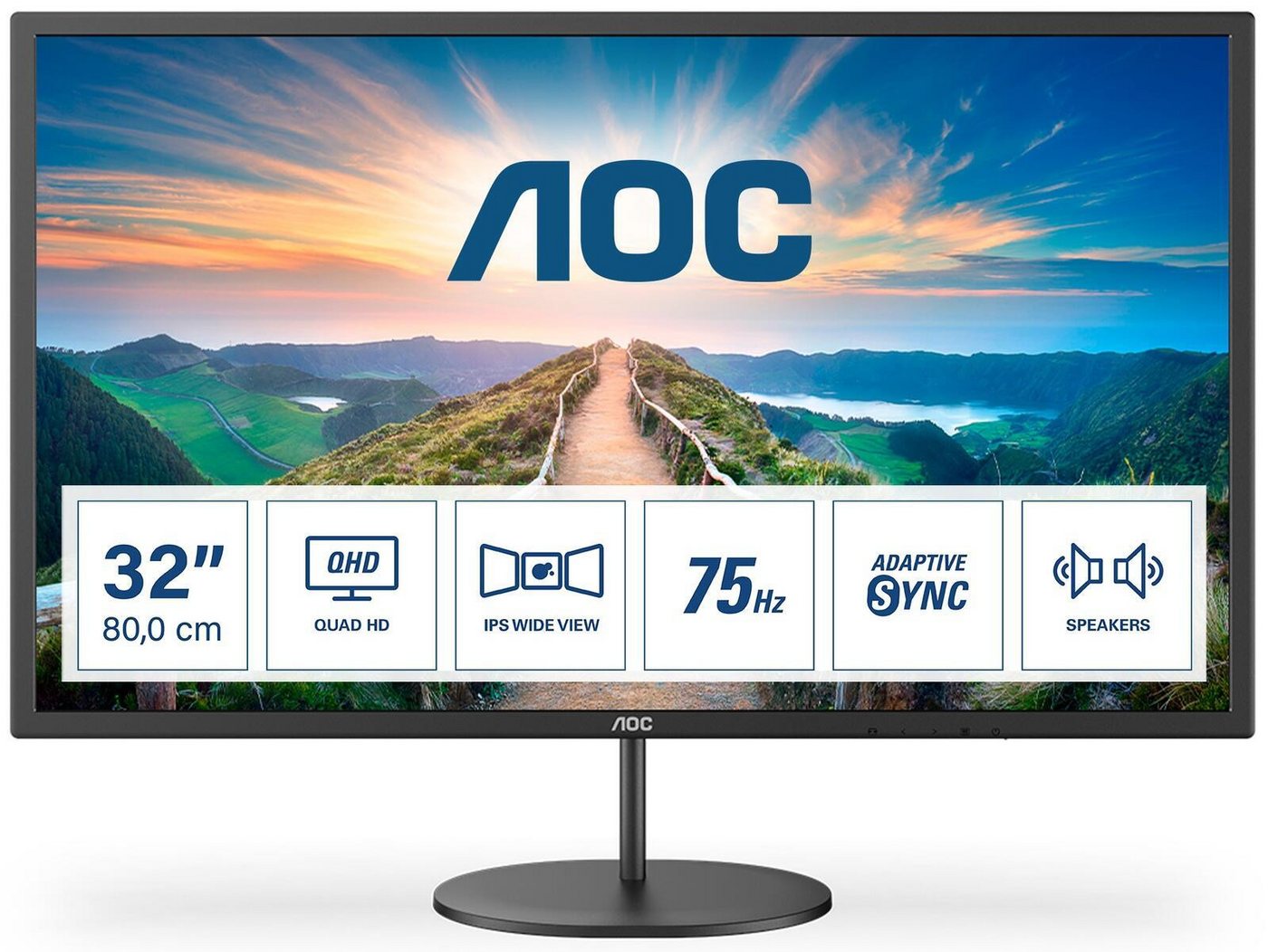 AOC AOC Q32V4 LED-Monitor (2.560 x 1.440 Pixel (16:9), 4 ms Reaktionszeit, 75 Hz, IPS Panel) von AOC