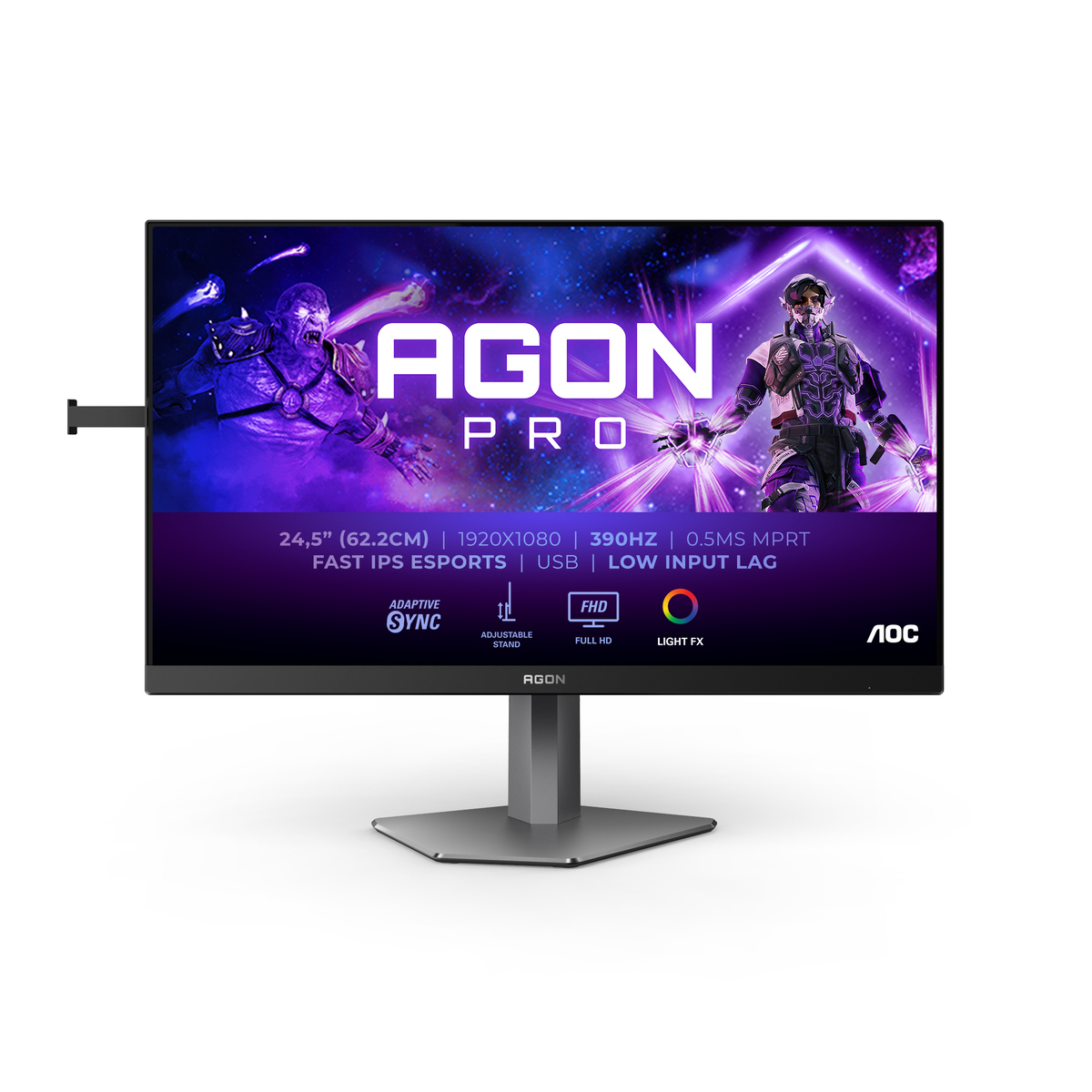 AOC Agon PRO AG256FS 24.5 Zoll FHD Gaming Monitor, 390 Hz, 0,5 ms, FreeSync Premium, G-Sync comp., HDR400 (2x HDMI, DisplayPort, USB Hub) schwarz/gra von AOC