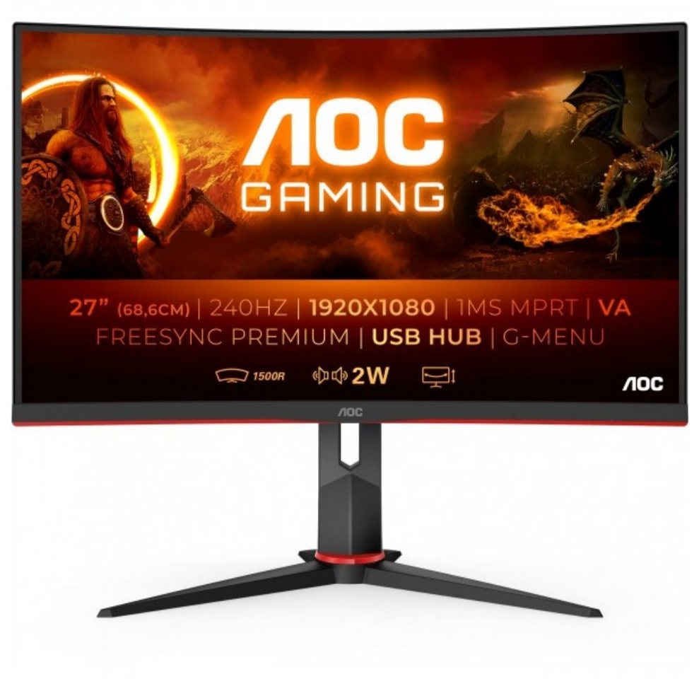 AOC C27G2ZU/BK Gaming Curved Curved-Gaming-LED-Monitor (68,60 cm/27 , Full HD, 0,5 ms Reaktionszeit, 240 Hz, DisplayPort)" von AOC