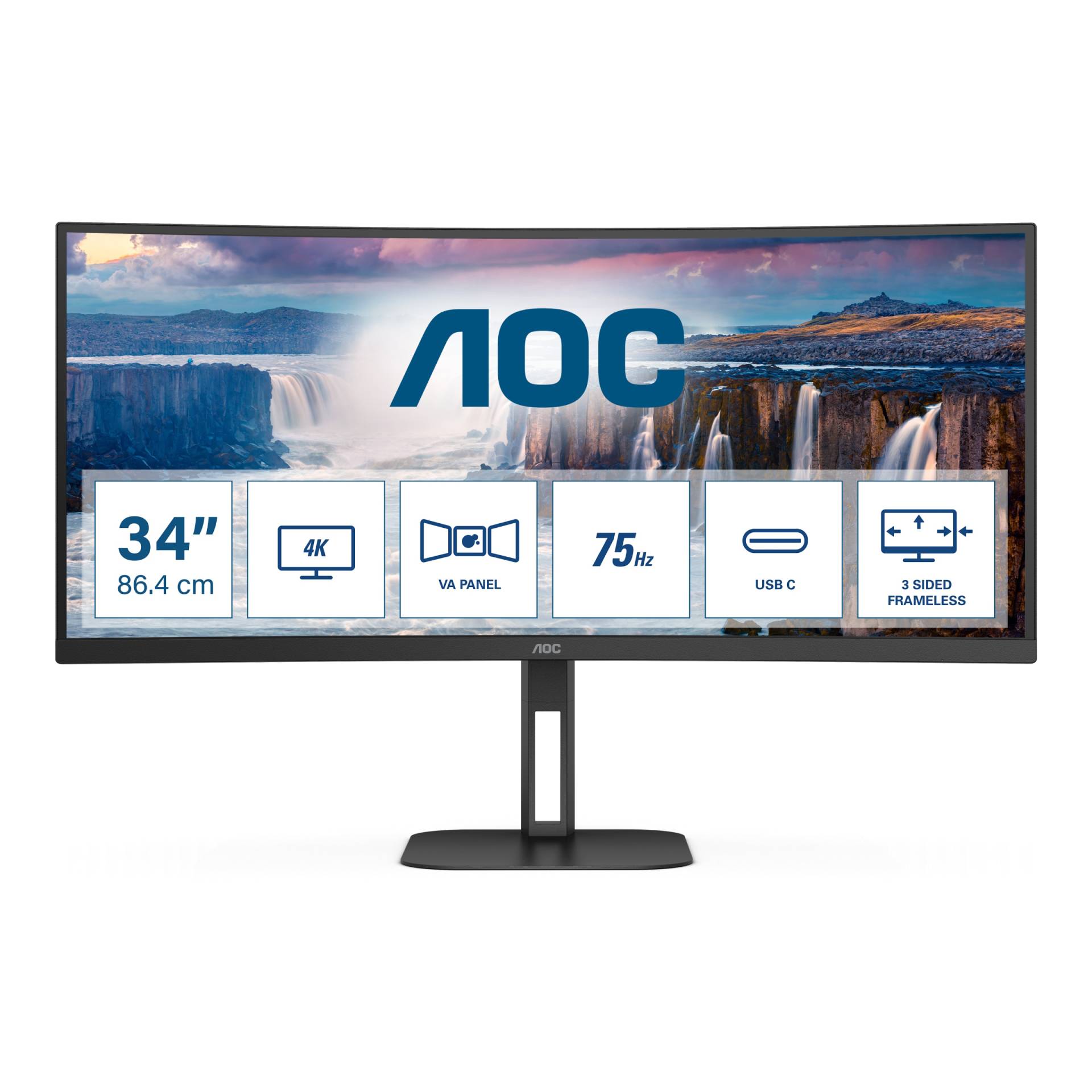 AOC CU34V5C Curved Monitor - WQHD, Höhenverstellung, USB-C AOC CU34V5C Curved Monitor - WQHD, Höhenverstellung, USB-C von AOC