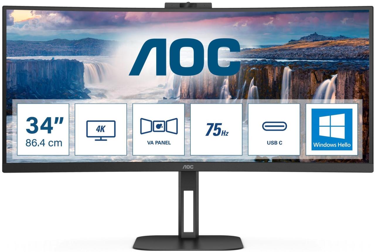 AOC CU34V5CW/BK Curved Monitor 86,4 cm (34 Zoll) von AOC