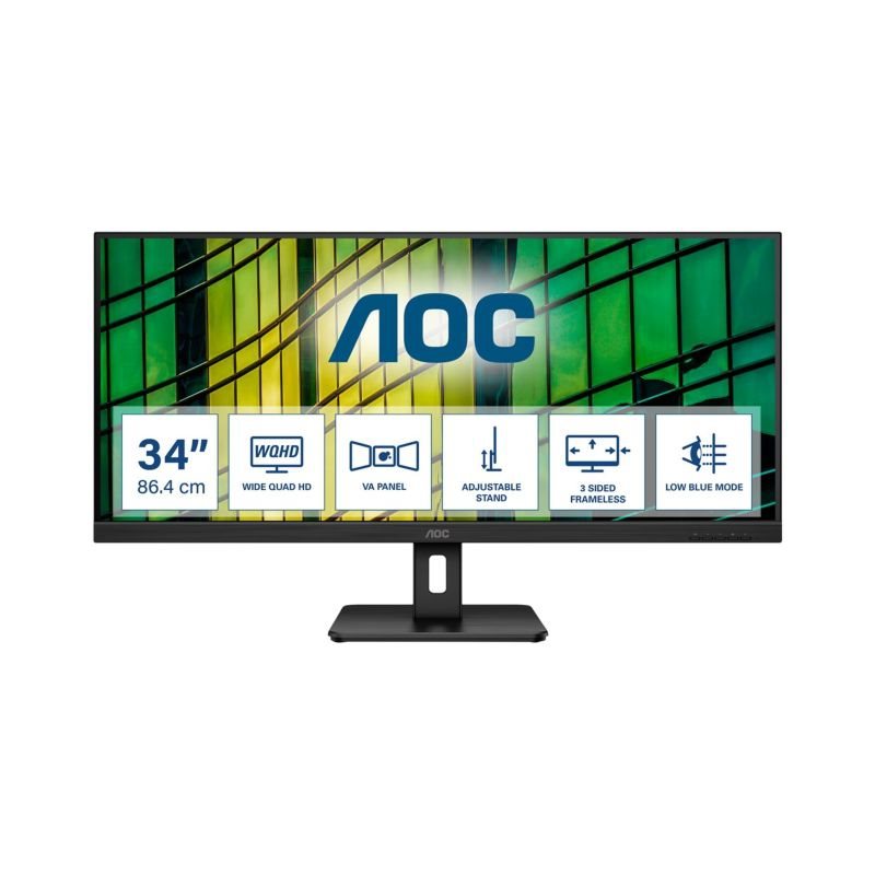 AOC Essential U34E2M/BK 86,4cm 34Zoll 3440x1440 WQHD @100Hz mattschwarz AOC Essential U34E2M/BK 86,4cm 34Zoll 3440x1440 WQHD @100Hz mattschwarz von AOC