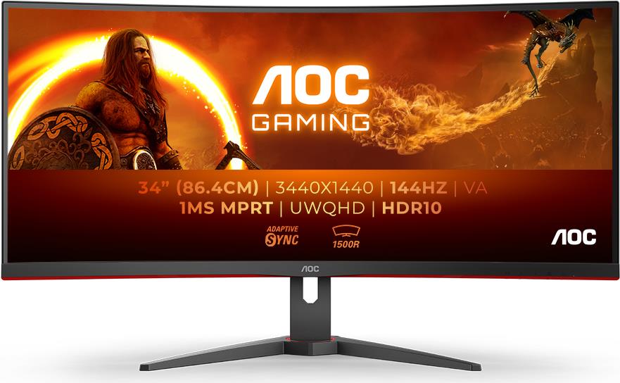 AOC G2 CU34G2XE/BK Computerbildschirm 86,4 cm (34) 3440 x 1440 Pixel Schwarz - Rot (CU34G2XE/BK) von AOC