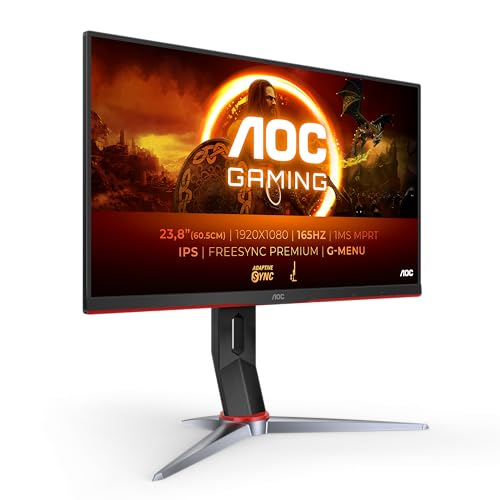 AOC Gaming 24G2ZE 60 cm (23,8 Zoll) Monitor (FHD, HDMI, DisplayPort, FreeSync, 0,5 ms Reaktionszeit (MPRT), 240 Hz, 1920 x 1080) schwarz/rot von AOC