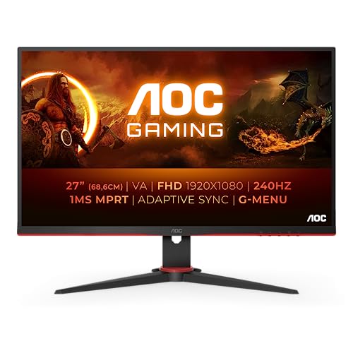 AOC Gaming 27G2ZNE - 27 Zoll Full HD Monitor, 240 Hz, 1 ms MPRT, FreeSync Prem. (1920x1080, HDMI 1.4, DisplayPort 1.2) schwarz/rot von AOC