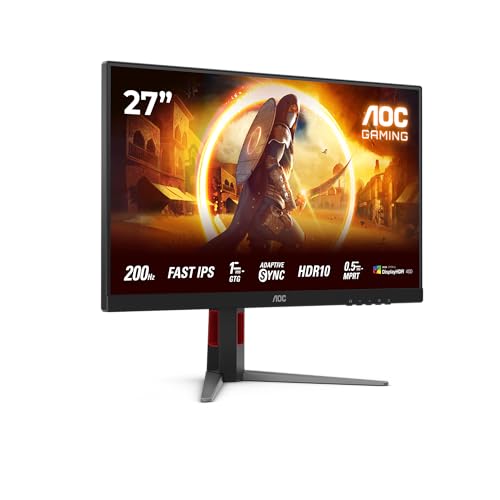 AOC Gaming 27G4HA - 27 Zoll Full HD Monitor, 200 Hz, 1 ms, G-Sync comp., HDR10 (1920x1080, 2X HDMI 2.0, 1x DisplayPort 1.4) schwarz-rot von AOC