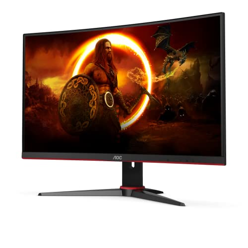 AOC Gaming C27G2E - 27 Zoll Full HD Curved Monitor, 165 Hz, 1 ms GtG, FreeSync Premium (1920x1080, VGA, HDMI, DisplayPort) schwarz/rot von AOC
