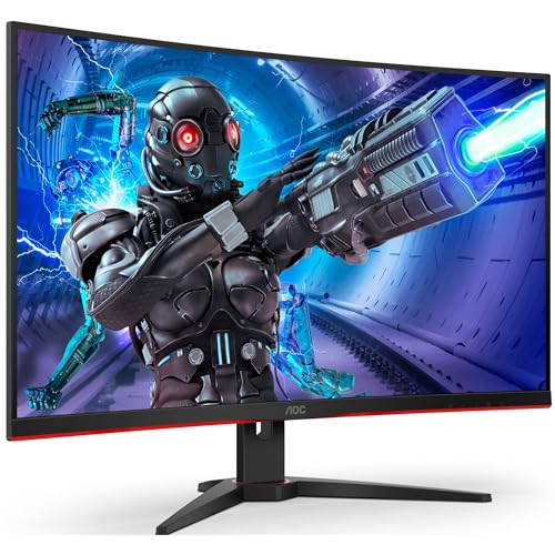 AOC Gaming C32G2ZE - 32 Zoll FHD Curved Monitor, 240 Hz, 1ms, FreeSync Premium (1920x1080, HDMI, DisplayPort) schwarz/rot von AOC