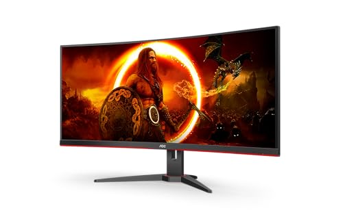 AOC Gaming CU34G2XE - 34 Zoll WQHD Curved Monitor, 144 Hz, FreeSync Prem., HDR10 (3440x1440, 1 ms MPRT, HDMI, DisplayPort) schwarz-rot von AOC