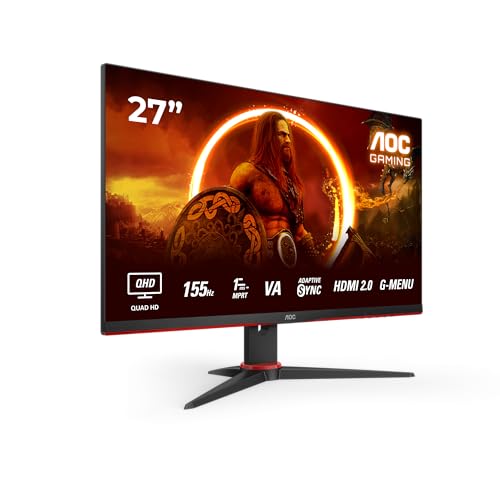 AOC Gaming Q27G2E - 27 Zoll QHD Monitor, 155 Hz, 1 ms MPRT, FreeSync Premium (2560x1440, HDMI, DisplayPort) schwarz/rot von AOC