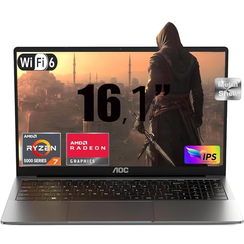 AOC Laptop mit AMD Ryzen 7 5700U, bis zu 4,3 GHz, RAM 16 GB M.2 NVMe SSD 512 GB Laptop, Tastatur mit Hintergrundbeleuchtung, Radeon RX Vega 8 Graphics Notebook, WiFi-6, HDMI, 1080p, Typ-C AOC Laptop mit AMD Ryzen 7 5700U, bis zu 4,3 GHz, RAM 16 GB M.2 NVMe SSD 512 GB Laptop, Tastatur mit Hintergrundbeleuchtung, Radeon RX Vega 8 Graphics Notebook, WiFi-6, HDMI, 1080p, Typ-C von AOC