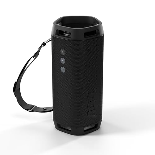 AOC O2 Bluetooth-Lautsprecher | Wide Stereo Sound | 65W Ausgangsleistung | integr. Mikrofon | USB-Audio | 24 Std. Akkulaufzeit | IP67 wasserdicht | Bluetooth 5.3 & Multipoint | Schwarz von AOC