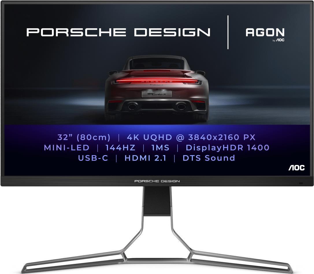 AOC Porsche PD32M LED display 80 cm (31.5 Zoll) 3840 x 2160 Pixel 4K Ultra HD IPS Schwarz - Silber (PD32M) - Sonderposten von AOC