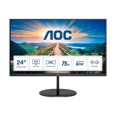 AOC Q24V4EA 60,5cm (23,8“) QHD IPS Office Monitor 16:9 HDMI/DVI 75Hz 4ms Sync von AOC