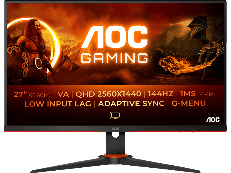 AOC Q27G2E/BK 27 Zoll QHD Monitor (1 ms Reaktionszeit, 155 Hz) von AOC