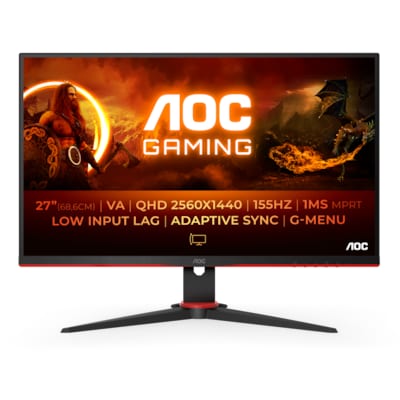 AOC Q27G2E/BK 68,6cm (27“) WQHD VA Gaming Monitor 16:9 HDMI/DP 155Hz FreeSync von AOC