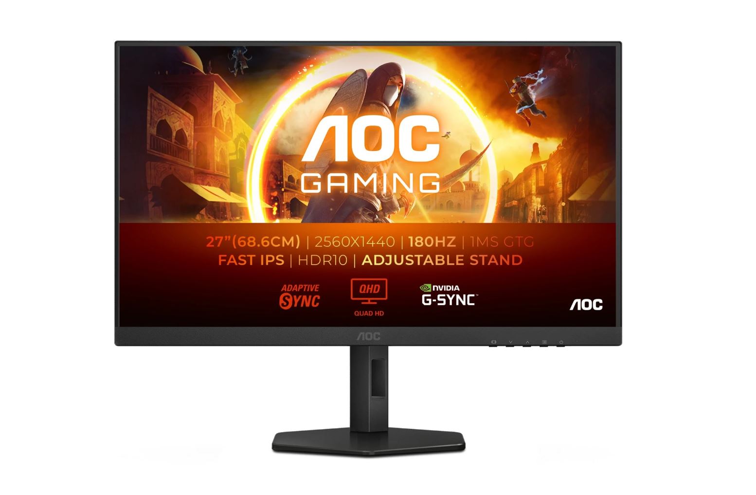 AOC Q27G4XF, Gaming-Monitor - (68.5 cm (27 Zoll), schwarz, QHD, IPS, HDR, Adaptive-Sync, Pivot, 180Hz Panel) [Energieklasse E] (Q27G4XF) von AOC