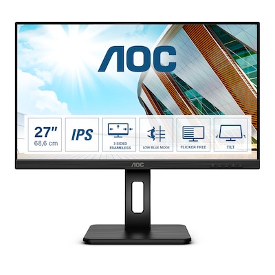 AOC Q27P2Q 68,6cm (27") QHD IPS Office Monitor 16:9 VGA/DVI/HDMI/DP 75Hz Pivot von AOC