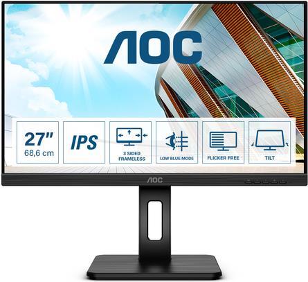 AOC Q27P2Q - LED-Monitor - 68.6 cm (27) - 2560 x 1440 1440p (Quad HD) - IPS - 300 cd/m² - 1000:1 - 4 ms - HDMI, VGA, DisplayPort - Lautsprecher - Schwarz von AOC