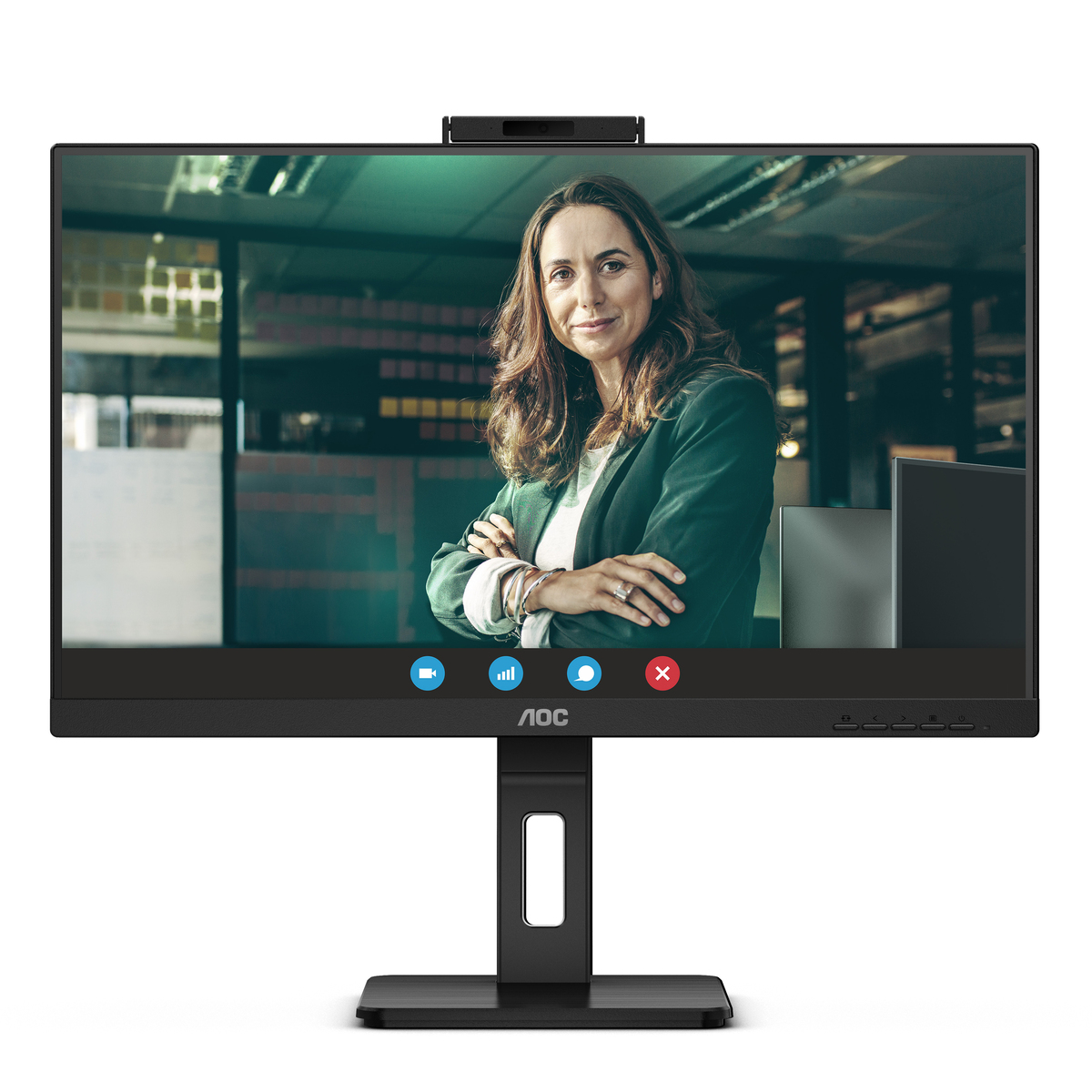 AOC Q27P3CW 27 Zoll QHD Monitor, 2 MP Webcam, höhenverstellbar, Lautsprecher (2560x1440, 75 Hz, HDMI, DisplayPort (in/Out), USB-C (65W PD), von AOC