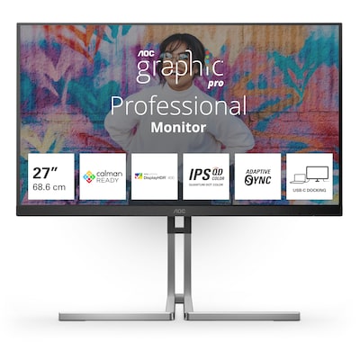 AOC Q27U3CV 68,6cm (27") QHD IPS Monitor 16:9 HDMI/DP/USB-C PD96W 75Hz 4ms Sync von AOC