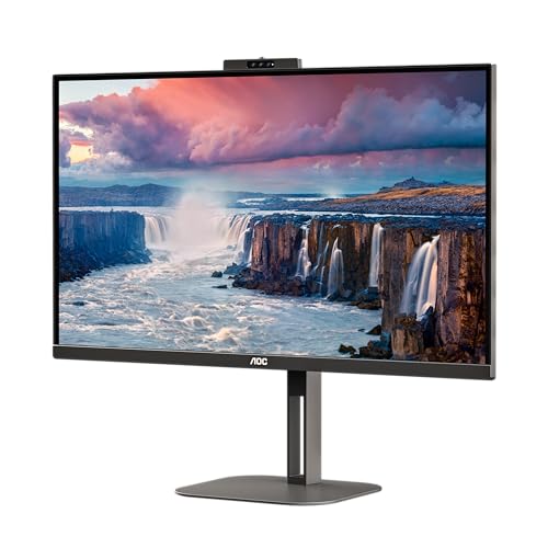 AOC Q27V5CW - 27 Zoll QHD Monitor, Webcam, Lautsprecher, höhenverstellbar (2560x1440, 75 Hz, HDMI, DisplayPort, USB-C, USB Hub) schwarz von AOC