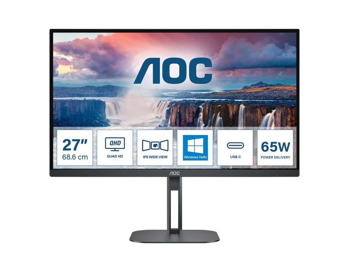 AOC Q27V5N/BK Gaming-Monitor (68,5 cm/27 , 2560 x 1440 px, 4 ms Reaktionszeit, 75 Hz, VA LCD)" von AOC