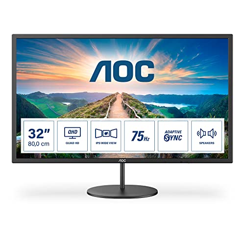 AOC Q32V4 - 32 Zoll QHD Monitor, AdaptiveSync (2560x1440, 75 Hz, HDMI, DisplayPort) schwarz von AOC