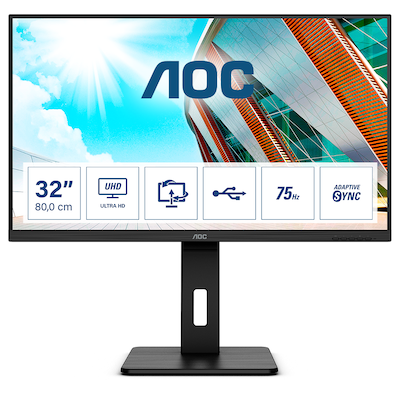 AOC U32P2 80cm (31,5") 4K UHD VA Office Monitor 16:9 HDMI/DP/USB 60Hz Sync 4ms von AOC