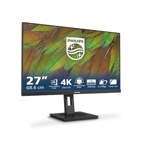 Philips 27B1N3800-27 Zoll Ultra HD Monitor, höhenverstellbar, Lautsprecher, Adaptive Sync (3840x2160, 60 Hz, 2X HDMI 2.0, 1x DisplayPort 1.4, USB Hub) schwarz von Philips Monitors