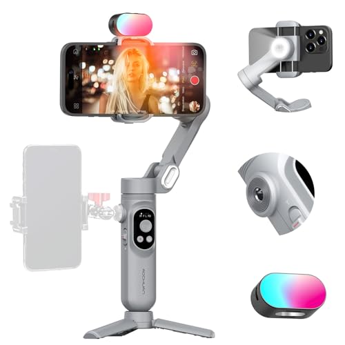 AOCHUAN 3-Achsen-Telefon-Gimbal-Stabilisator für Videoaufnahmen, Handheld-Gimbal für iPhone und Android mit AI-Tracking, 1/4-Gewinde, RGB-Magnetlicht, Handy-Stabilisator für TikTok-Smart X Kit Grau von AOCHUAN