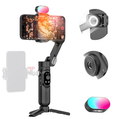 AOCHUAN Handlicher 3-Achsen-Gimbal-Stabilisator für Smartphone,Gimbal-Stabilisator für iPhone und Android mit 1/4 Zoll Gewinde,RGB-Magnetlicht,AI-Tracking-Handy-Gimbal für Vlogging-Smart X Kit Schwarz AOCHUAN Handlicher 3-Achsen-Gimbal-Stabilisator für Smartphone,Gimbal-Stabilisator für iPhone und Android mit 1/4 Zoll Gewinde,RGB-Magnetlicht,AI-Tracking-Handy-Gimbal für Vlogging-Smart X Kit Schwarz von AOCHUAN