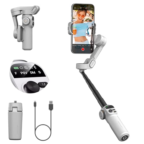 AOCHUAN Smart X2 Gimbal-Stabilisator für iPhone, integrierte 20-cm-Verlängerungsstange, 3-Achsen-Handystabilisator, Faltbarer Telefon-Tracking-Stativ-Gimbal-Stabilisator mit OLED-Display, weiß AOCHUAN Smart X2 Gimbal-Stabilisator für iPhone, integrierte 20-cm-Verlängerungsstange, 3-Achsen-Handystabilisator, Faltbarer Telefon-Tracking-Stativ-Gimbal-Stabilisator mit OLED-Display, weiß von AOCHUAN