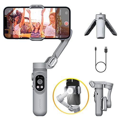 Gimbal Stabilizer für Smartphone mit LED-Licht Face Tracking Auto-Inception Time-Lapse, Handheld faltbar 3-Achsen Telefon Gimble für iPhone 14 13 12 11 Pro/Max/Xs Galaxy S21, TikTok- AOCHUAN SMART X von AOCHUAN