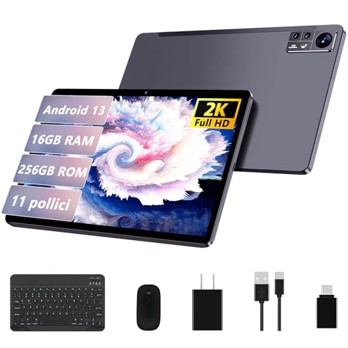 AOCWEI 2023 Android 13 Tablet 11 Zoll 16GB (8+8) RAM+256GB ROM (TF 512GB) |5G+2.4G WiFi | Bluetooth 5.0 | Octa Core|2.0Ghz | 8600mAh | 2000 * 1200 Pixel | 5+13MP | Tablet mit Hülle, Maus und Tastatur von AOCWEI